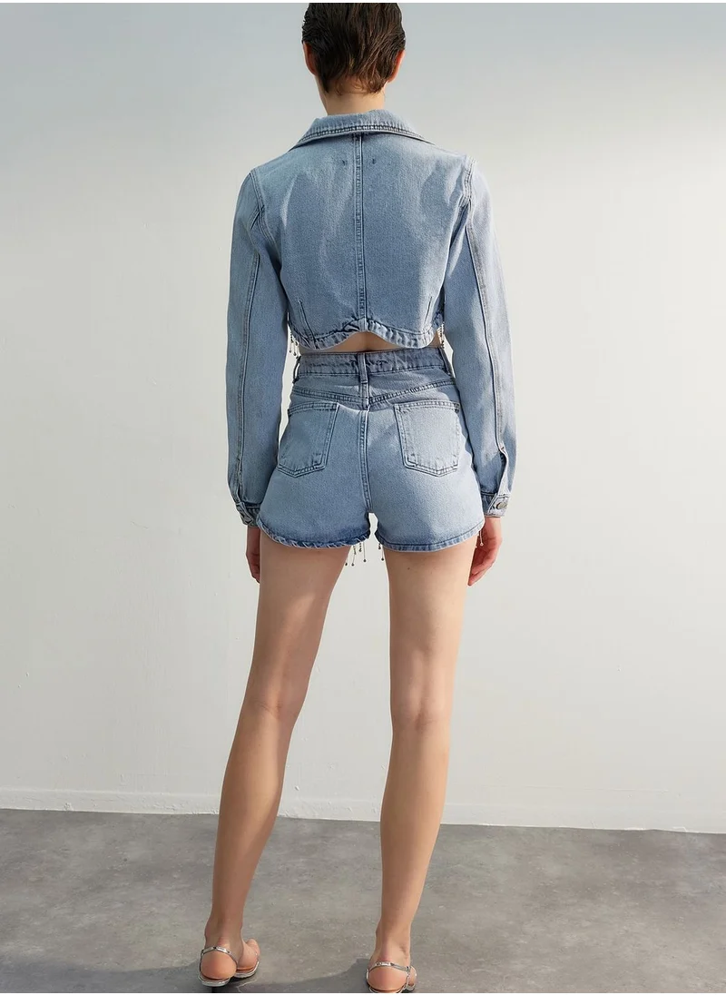 trendyol Embellished High Waist Shorts