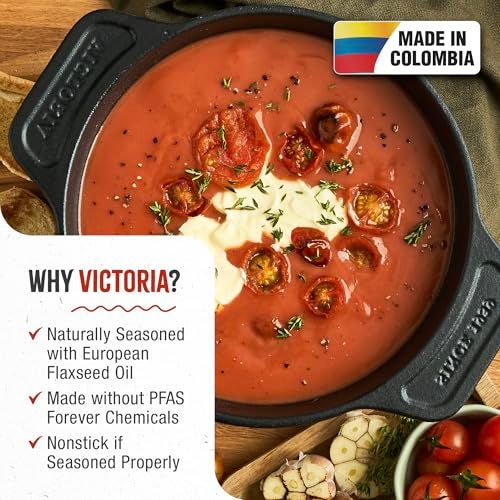 Victoria 2-Quart Cast Iron Dutch Oven with Lid and Dual Handles, Seasoned with Flaxseed Oil, Made in Colombia - Image 2