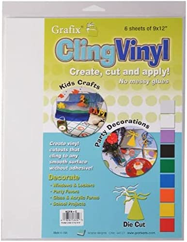 Grafix White Static Cling Film 9"x12", Create Your Own Window Clings and Temporary Decorations, Just Stick to Any Glass, Acrylic, or Glossy Surface, Pack of 6 - Image 1