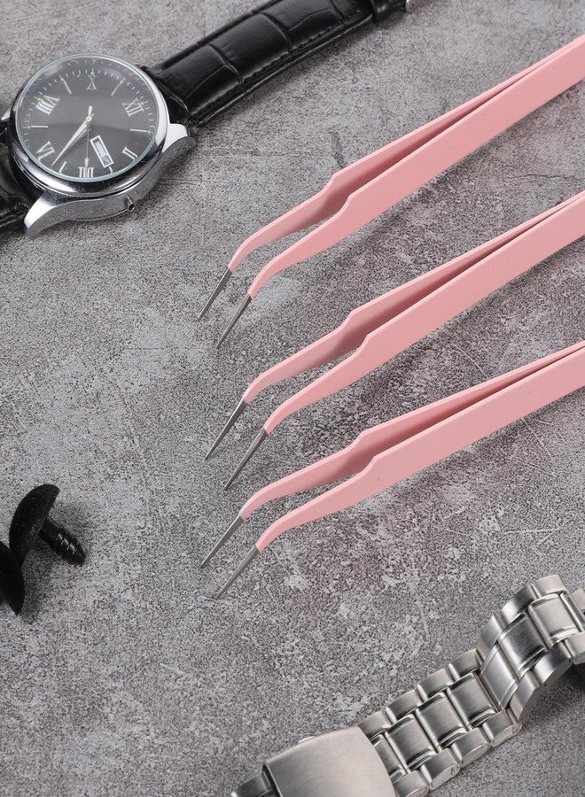 Gtziqa 9 Pcs Precision Tweezers, Stainless Steel Craft Tweezers for Crafting, Curved Tweezer Multipurpose Pointed Long Tweezer for Crafting DIY Bead Jewelry Making, Scrapbooking, Crafts, Nail Art (Pink) - Image 5