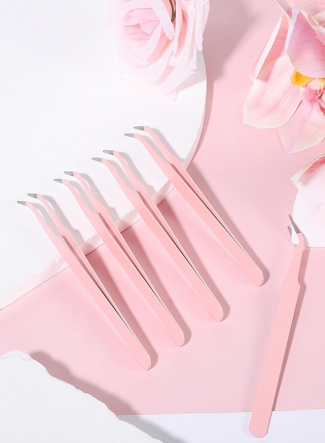 Gtziqa 9 Pcs Precision Tweezers, Stainless Steel Craft Tweezers for Crafting, Curved Tweezer Multipurpose Pointed Long Tweezer for Crafting DIY Bead Jewelry Making, Scrapbooking, Crafts, Nail Art (Pink) - Image 2