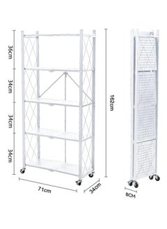 Chulovs Foldable Storage Shelves on Wheels, 5 Tier Shelves for Storage, Large Capacity Metal Shelving Units, No Assembly Storage Rack for Garage, Kitchen, Basement, Kitchen Shelf Organizer  - Image 3