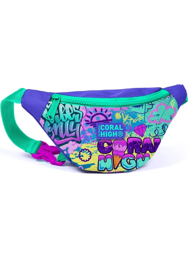 كورال هاي Kids Lavender Water Green Graffiti Patterned Waist Bag 12625