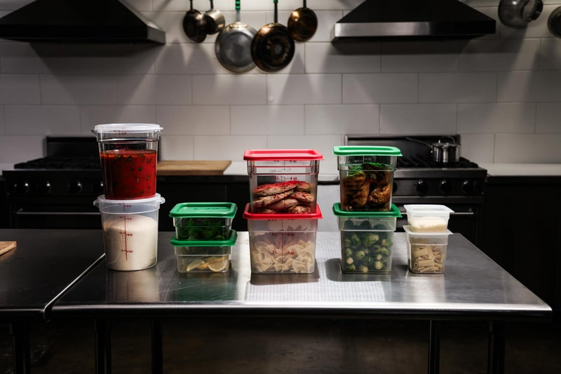 Cambro Food Storage Container with Lid - 6 QT (Quart) Square, Classic Series with Red Lid, Commercial Grade for Food Prep, Clear, 2 Pack - Image 5