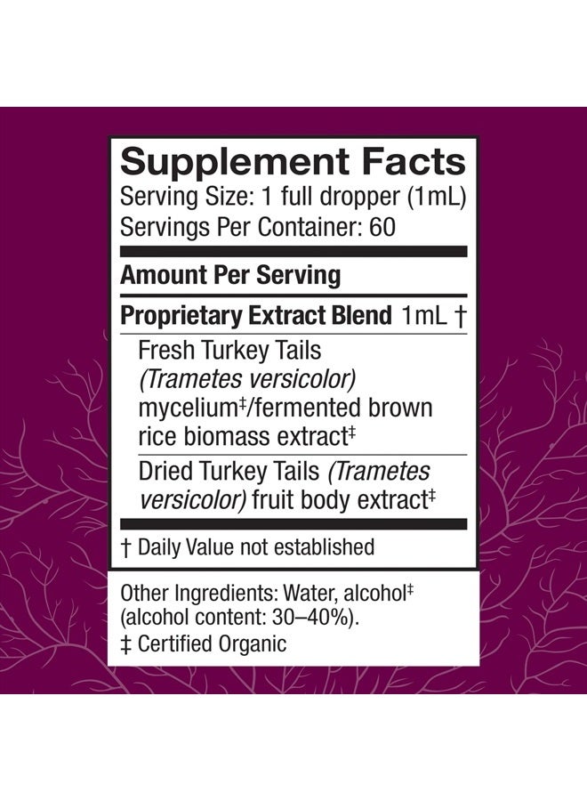 Host Defense Turkey Tail Extract - Digestive Health & Immune Response Support Supplement - Mushroom Supplement for Gastrointestinal & Gut Microbiome Support - 2 fl oz (60 Servings)* - Image 2