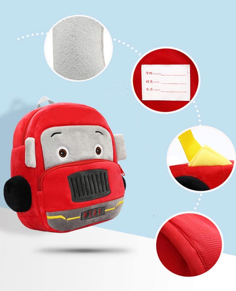 Frantic Kids Soft Animal Cartoon Travelling School Bag Soft Plush 2 Compartment Backpacks Boys Girls Baby For 2 To 5 Years Baby/Boys/Girls Nursery, Preschool, Picnic(Redfireengine), 10 Liters - Image 4