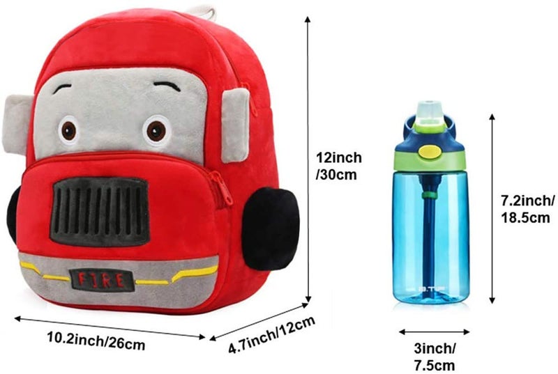 Frantic Kids Soft Animal Cartoon Travelling School Bag Soft Plush 2 Compartment Backpacks Boys Girls Baby For 2 To 5 Years Baby/Boys/Girls Nursery, Preschool, Picnic(Redfireengine), 10 Liters - Image 3