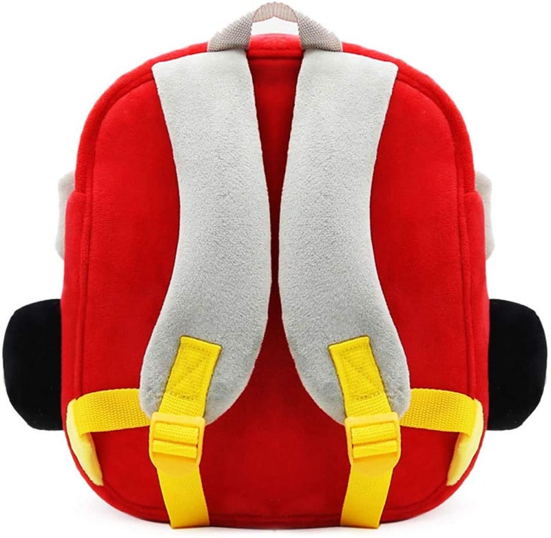 Frantic Kids Soft Animal Cartoon Travelling School Bag Soft Plush 2 Compartment Backpacks Boys Girls Baby For 2 To 5 Years Baby/Boys/Girls Nursery, Preschool, Picnic(Redfireengine), 10 Liters - Image 2