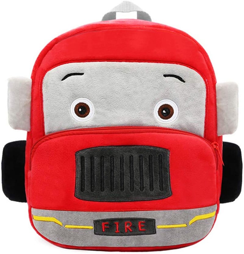Frantic Kids Soft Animal Cartoon Travelling School Bag Soft Plush 2 Compartment Backpacks Boys Girls Baby For 2 To 5 Years Baby/Boys/Girls Nursery, Preschool, Picnic(Redfireengine), 10 Liters - Image 1