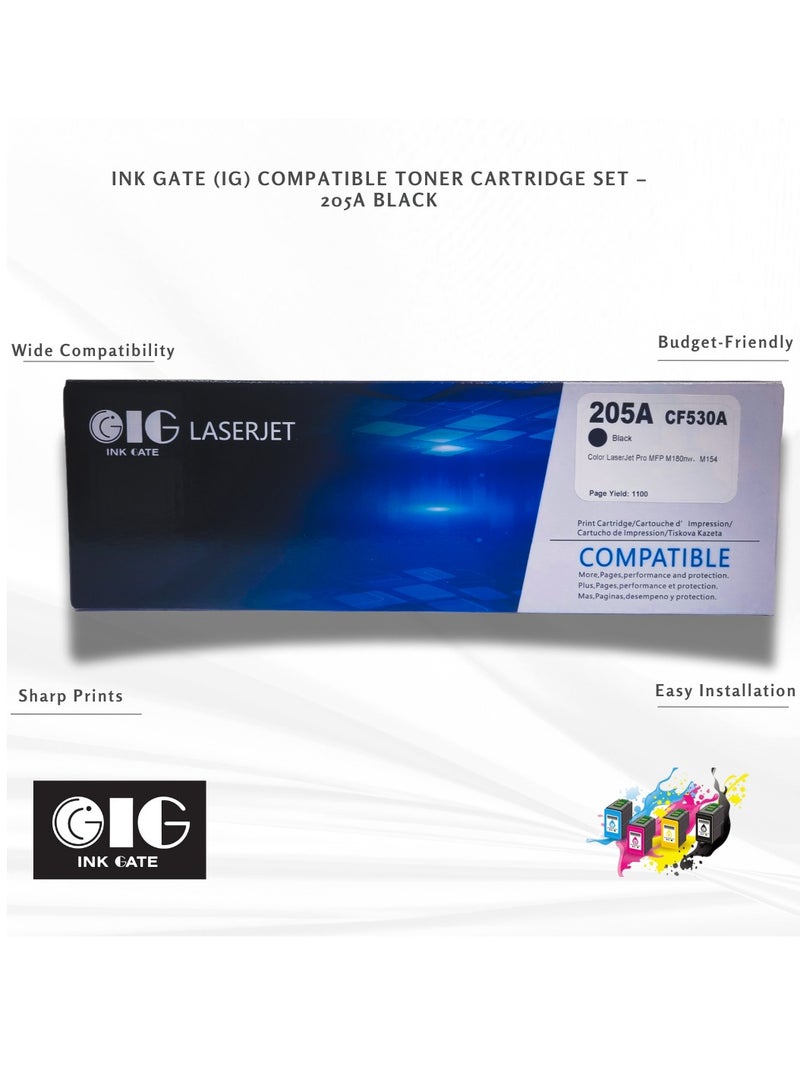 أي جي كارتريدج حبر أسود متوافق IG – 205A – متوافق مع HP Color LaserJet Pro M154a، M154nw، MFP M180n، M181fw (حتى 2100 صفحة) - Image 1