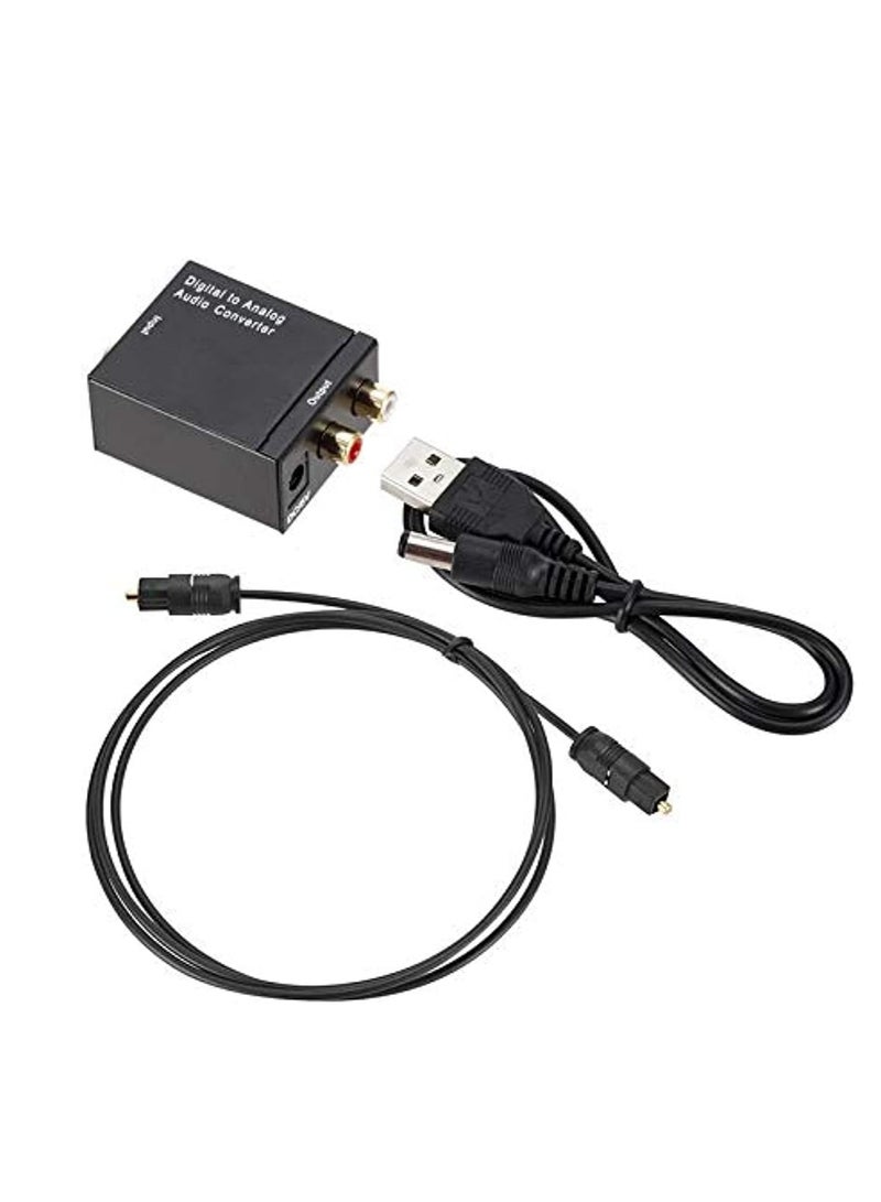 Digital to Analog Audio Converter - Optical SPDIF Coaxial to RCA L/R & 3.5mm Jack Adapter with Cable  - Image 1