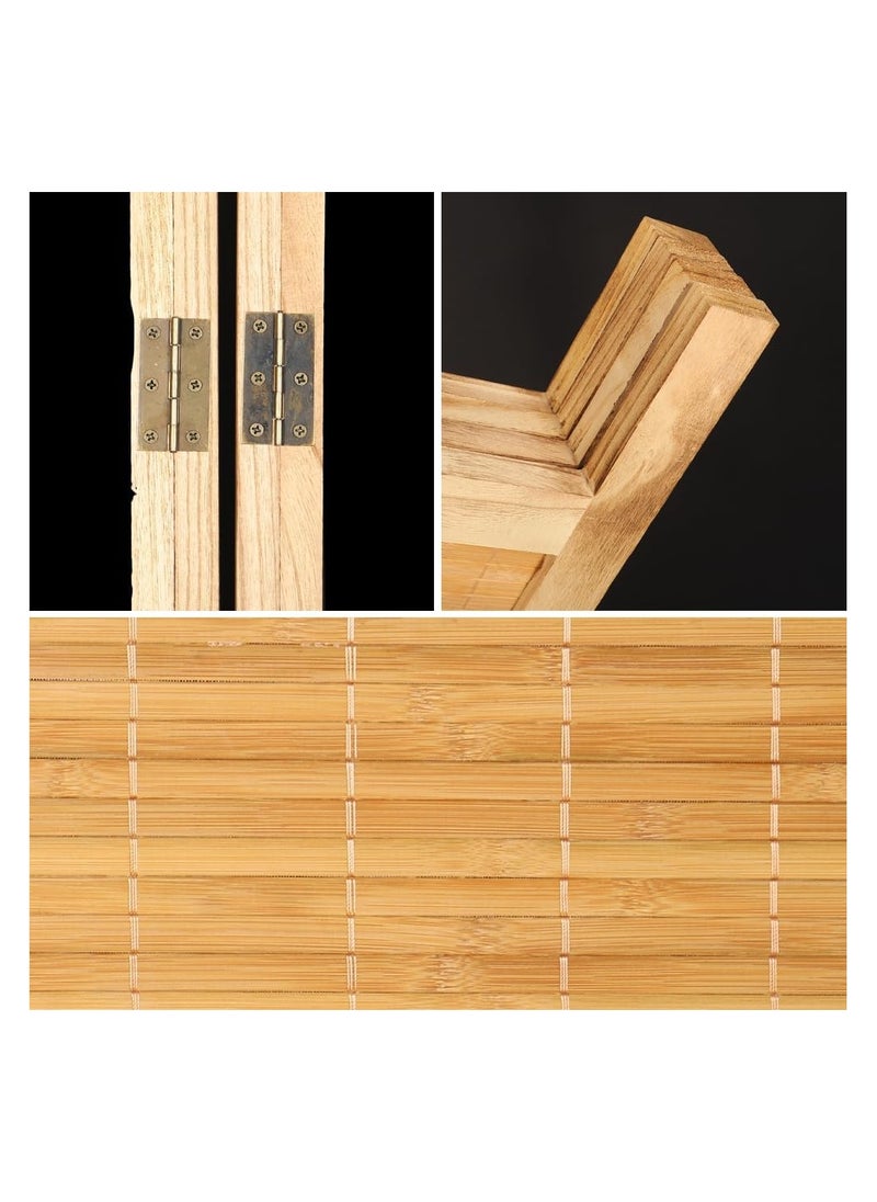 Yatai - Room Divider Folding Privacy Screen 4 Panel Bamboo Wood Mesh Design Folding Partition Wall Divider - Image 1