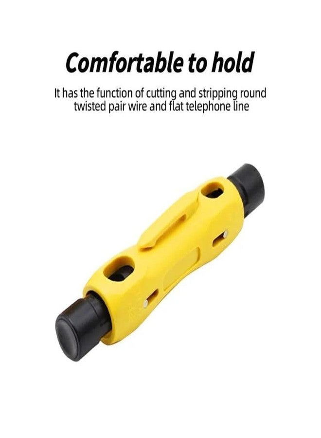 Meshiv Coaxial Cable Wire Stripper Tool for RG59, RG6, RG7, RG11, CAT5, CAT6 Automatic Fast Stripping, Adjustable Precision Cutter, Durable for TV, Internet, Network and Ethernet Installation (Yellow) - Image 4
