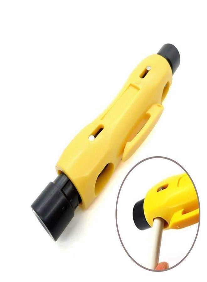 Meshiv Coaxial Cable Wire Stripper Tool for RG59, RG6, RG7, RG11, CAT5, CAT6 Automatic Fast Stripping, Adjustable Precision Cutter, Durable for TV, Internet, Network and Ethernet Installation (Yellow) - Image 2
