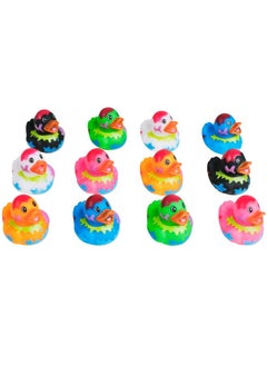 Kicko Kicko Assorted Rubber Ducks - 12 Ducklings, 2 Inch in Splat Pattern - Jeep Ducks for Kids, Baby Bath Toys, Sensory Play, Stress Relief, Novelty, Stocking Stuffers, Classroom Prizes, Supplies, Holidays  - Image 1