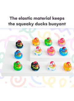Kicko Kicko Assorted Rubber Ducks - 12 Ducklings, 2 Inch in Splat Pattern - Jeep Ducks for Kids, Baby Bath Toys, Sensory Play, Stress Relief, Novelty, Stocking Stuffers, Classroom Prizes, Supplies, Holidays  - Image 5