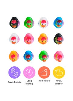 Kicko Kicko Assorted Rubber Ducks - 12 Ducklings, 2 Inch in Splat Pattern - Jeep Ducks for Kids, Baby Bath Toys, Sensory Play, Stress Relief, Novelty, Stocking Stuffers, Classroom Prizes, Supplies, Holidays  - Image 4
