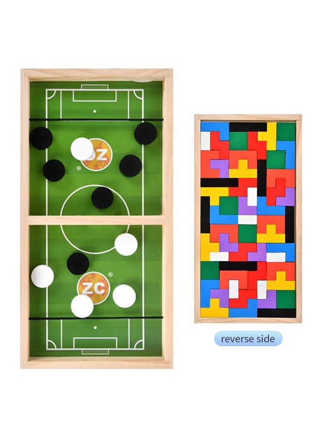 2-in-1 Fast Sling Puck Game Tetris Puzzle Wooden Toy Two-Player Battle Puzzle Game  - Image 1