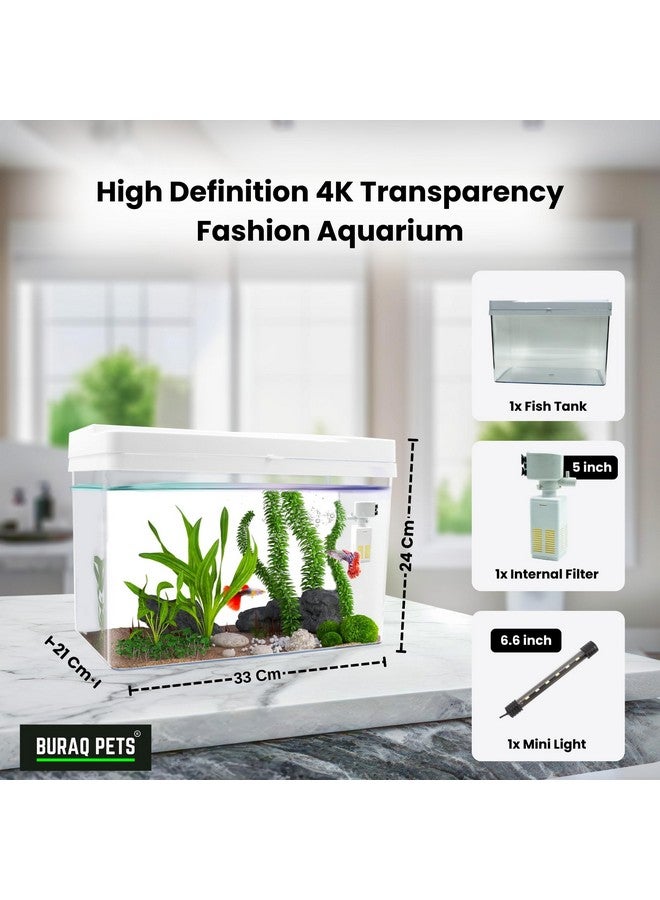 Buraq 4K Transparency Moulded Fashion Aquarium Mini Fish Tank with Filter & Light, Polycarbonate Material, Suitable for Home, Living Room and Office (33" L x 21" W x 24" H Cm) - Image 4