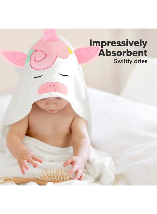 KeaBabies Baby Hooded Towel - Viscose Derived from Bamboo Baby Towel, Toddler Bath Towel, Infant Towels, Large Hooded Towel, Soft Baby Towels with Hood for Girls, Babies, Newborn Boys (Unicorn) - Image 5