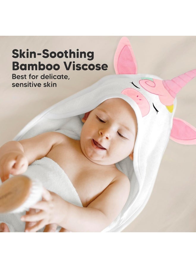 KeaBabies Baby Hooded Towel - Viscose Derived from Bamboo Baby Towel, Toddler Bath Towel, Infant Towels, Large Hooded Towel, Soft Baby Towels with Hood for Girls, Babies, Newborn Boys (Unicorn) - Image 3