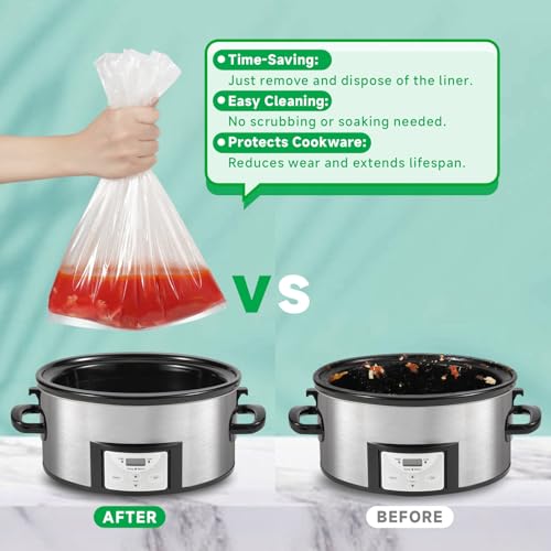 JVVFUU Slow Cooker Liners 3-8 Quart, Cooking Bags Large Size 13"x 21", Slow Cooker Bags Disposable Oval Large For Crock Pot (30) - Image 5