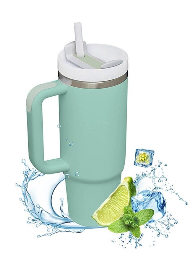 Tumbler 1200ml With Handle and Straw Lid Insulated 40 oz Reusable Stainless Steel Vacuum Insulated Water Bottles Travel Mug Iced Coffee Cup for Hot and Cold Beverages - Image 1