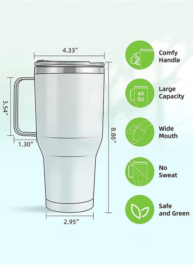 Tumbler 1200ml With Handle and Straw Lid Insulated 40 oz Reusable Stainless Steel Vacuum Insulated Water Bottles Travel Mug Iced Coffee Cup for Hot and Cold Beverages - Image 3