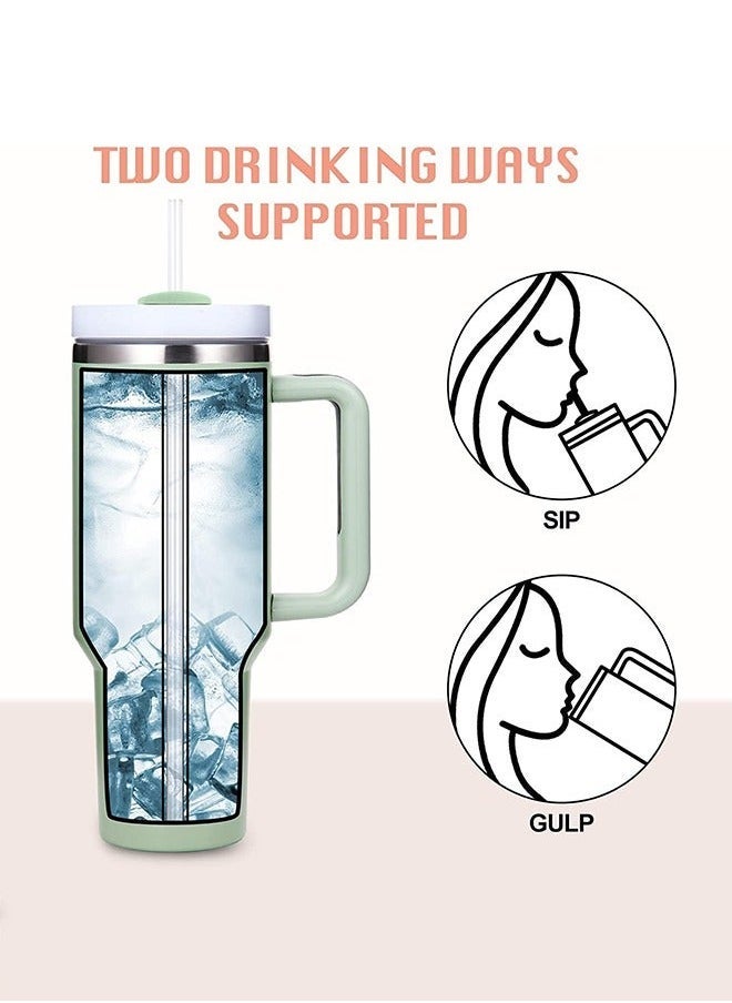 Tumbler 1200ml With Handle and Straw Lid Insulated 40 oz Reusable Stainless Steel Vacuum Insulated Water Bottles Travel Mug Iced Coffee Cup for Hot and Cold Beverages - Image 2