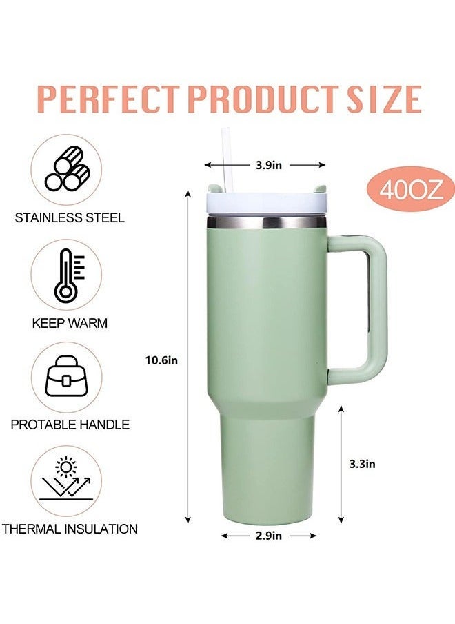 Tumbler 1200ml With Handle and Straw Lid Insulated 40 oz Reusable Stainless Steel Vacuum Insulated Water Bottles Travel Mug Iced Coffee Cup for Hot and Cold Beverages - Image 5