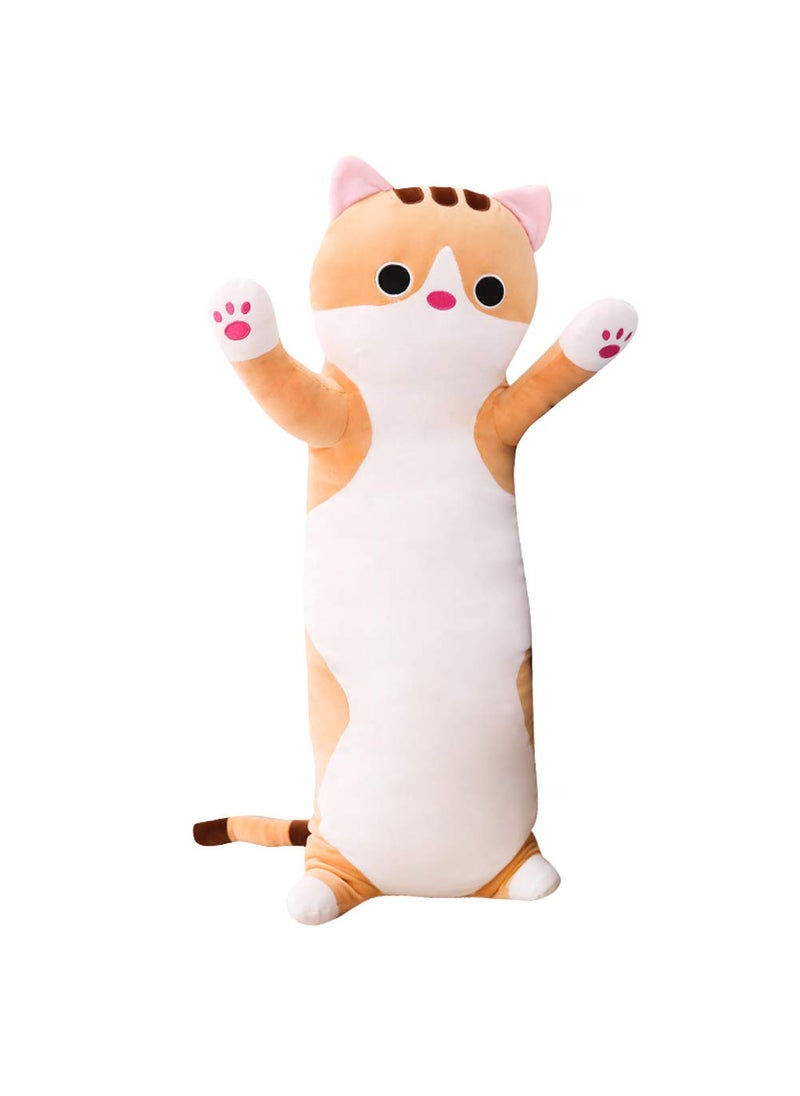 Jensquaify Jensquaify Cat Plush Hugging Pillow, Cat Stuffed Animals Long Pillow Soft Kitten Plush Body Pillow Toy Gifts for Kids (Brown, 27.55 inch)  - Image 1