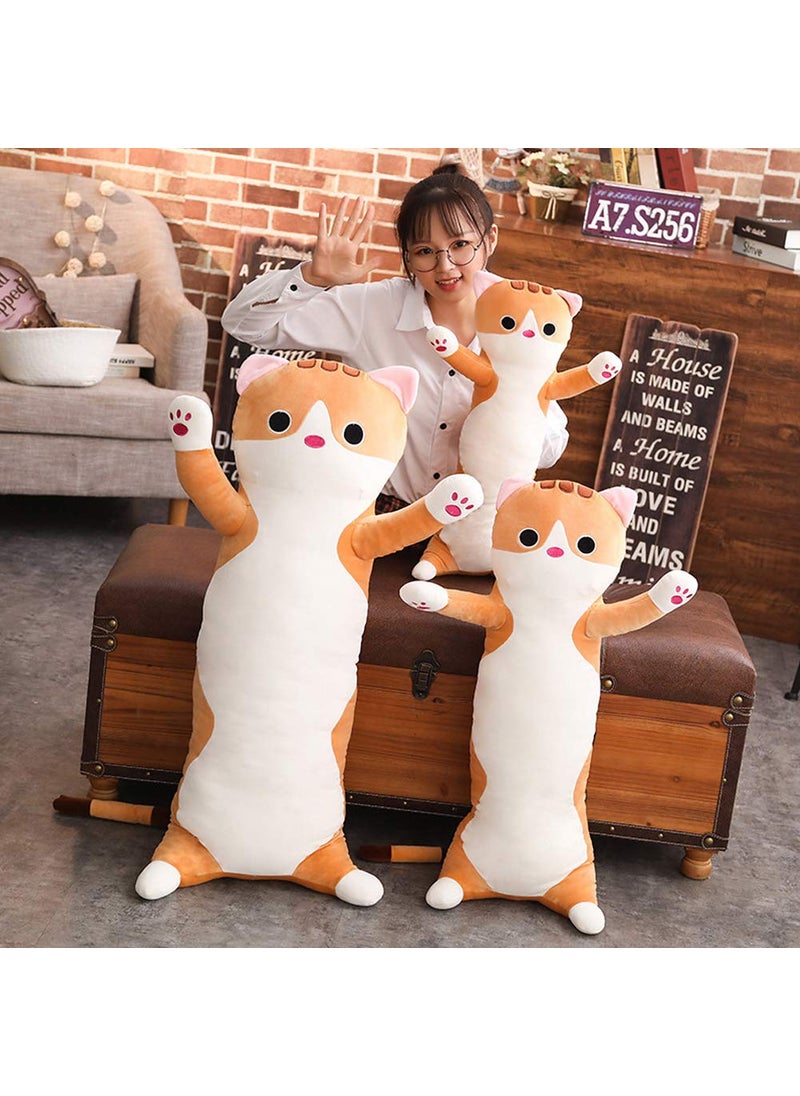 Jensquaify Jensquaify Cat Plush Hugging Pillow, Cat Stuffed Animals Long Pillow Soft Kitten Plush Body Pillow Toy Gifts for Kids (Brown, 27.55 inch)  - Image 5