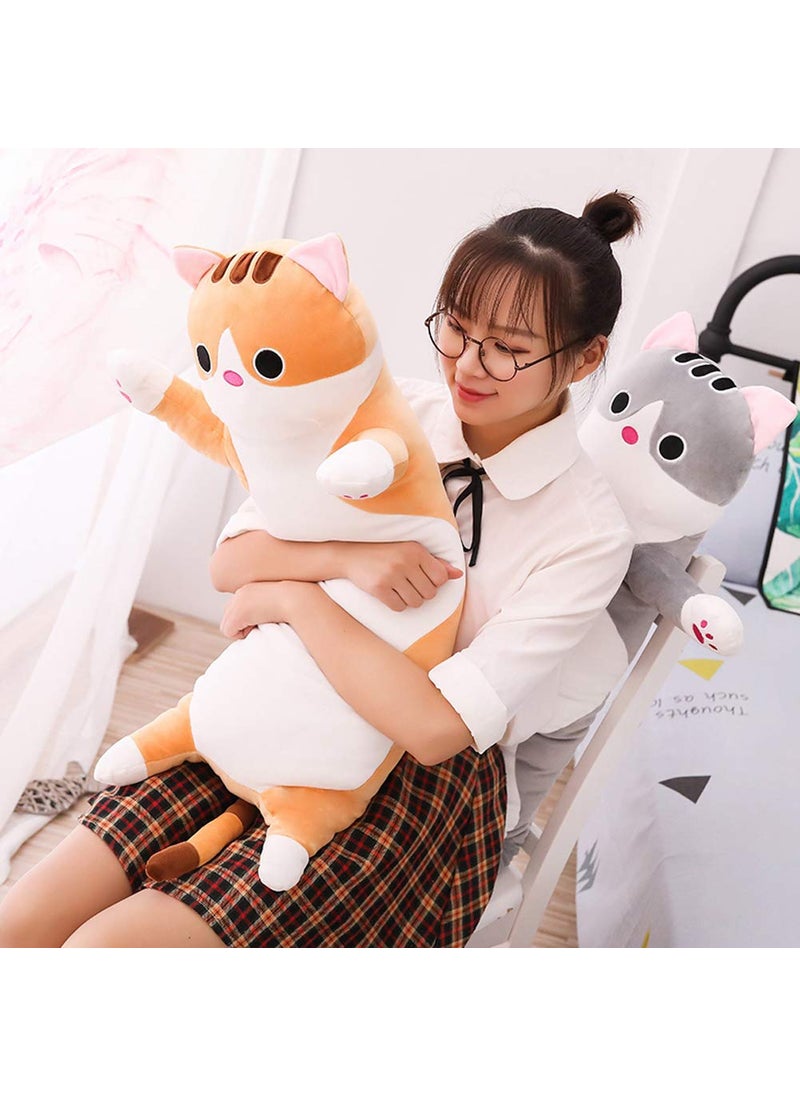 Jensquaify Jensquaify Cat Plush Hugging Pillow, Cat Stuffed Animals Long Pillow Soft Kitten Plush Body Pillow Toy Gifts for Kids (Brown, 27.55 inch)  - Image 3