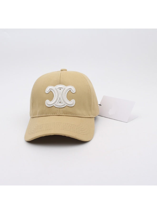 Beige Baseball Cap with White Logo Embroidery - Image 1