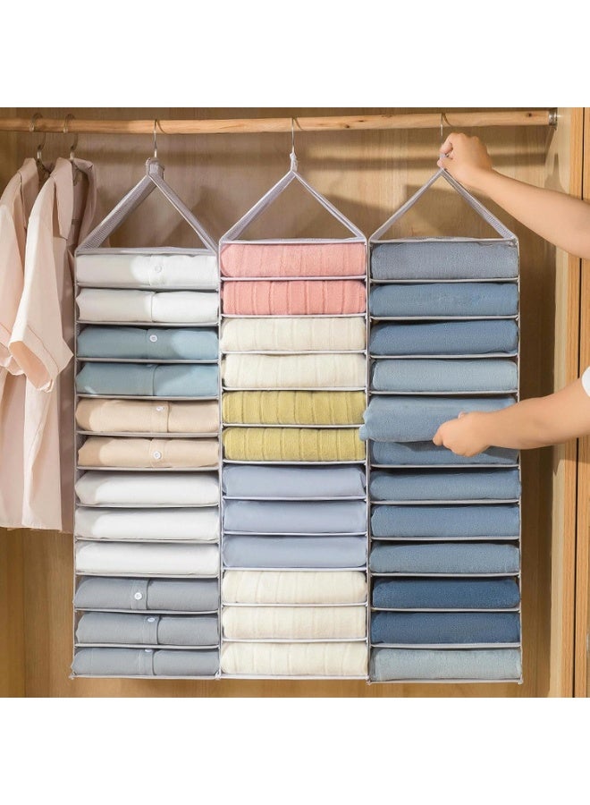 منظم ملابس معلق من 6 طبقات متعدد الجيوب قابل للطي لدولاب الملابس من القماش الشبكي عبوة قطعة واحدة-مع اختلاف لون الحواف - كود المنتج 2121 - Image 2