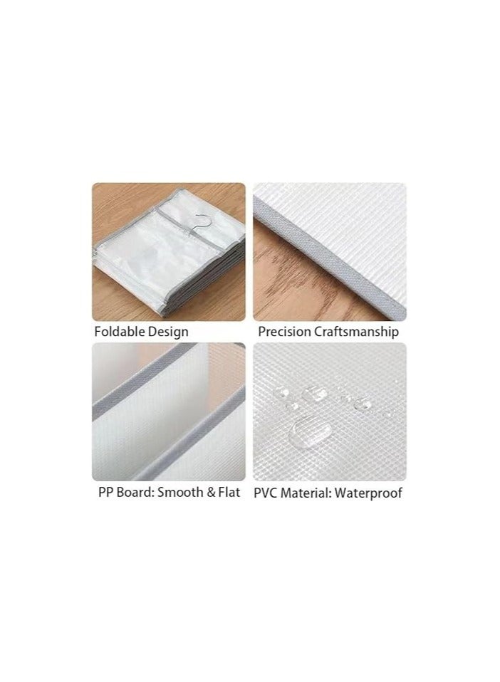 منظم ملابس معلق من 6 طبقات متعدد الجيوب قابل للطي لدولاب الملابس من القماش الشبكي عبوة قطعة واحدة-مع اختلاف لون الحواف - كود المنتج 2121 - Image 5