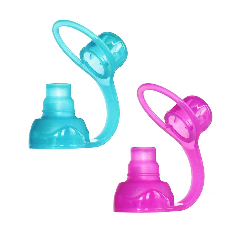 ChooMee SoftSip Food Pouch Top | Baby Led Weaning | No Spill Flow Control Valve, Protects Childs Mouth, 100% Silicone, BPA Free | 2CT Aqua Purple - Image 1