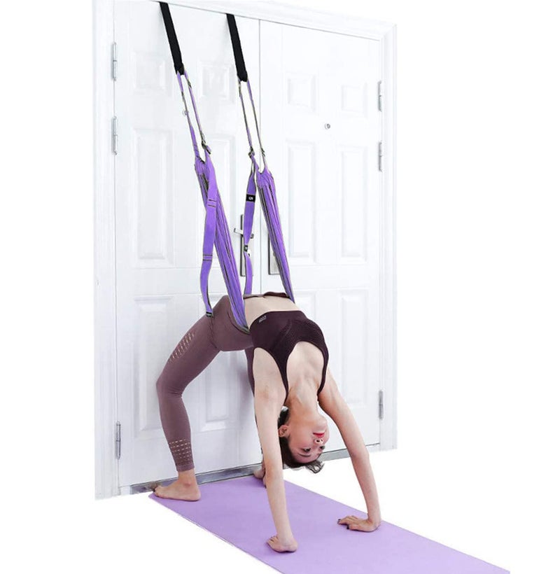 Xemz Yoga Fitness Stretching Strap, Adjustable Leg Stretcher Back Bend Assist Trainer, Improve Leg Waist Back Flexibility Home Gym Equipment for Rehab Pilates Ballet Cheerleading Splits Gymnastics (purple) - Image 1