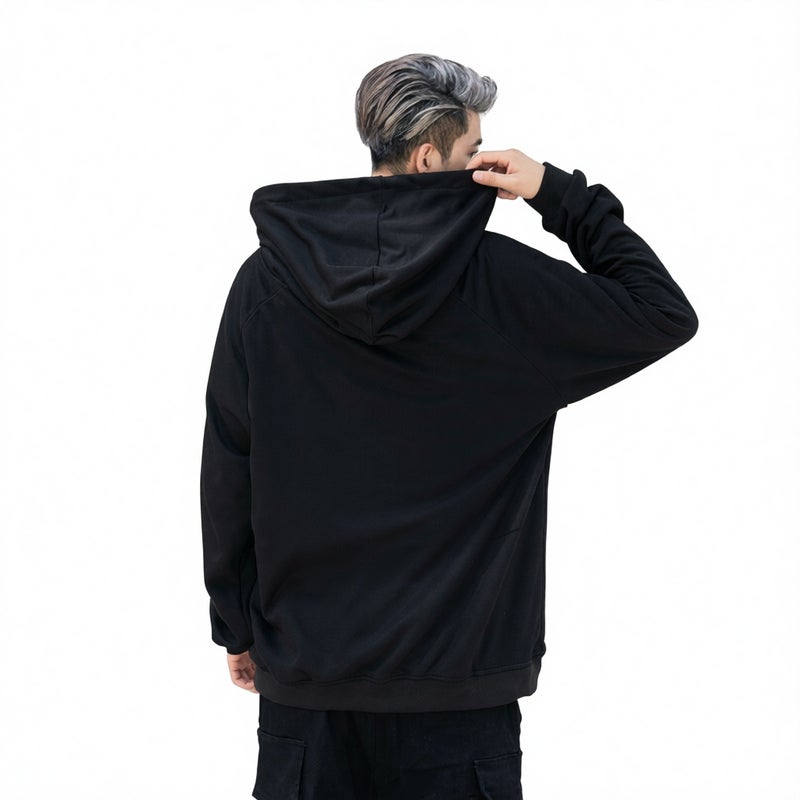 Men's Casual Color Block Smiley Face Long Sleeve Hooded Sweatshirt - Image 4