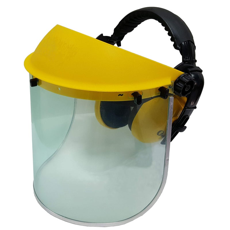 Jasper Browguard Face Shield with Ear Protection Clear Visor with Ear Muffs - ANSI Z87.1 CE EN1731 - Image 1