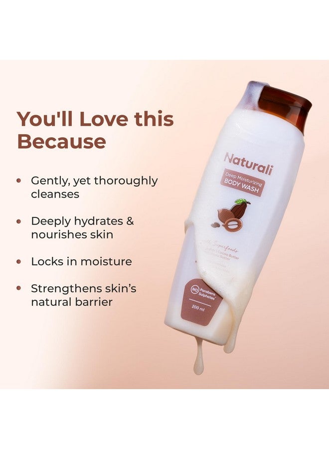 Naturali غسول الجسم المرطب العميق ناتورالي بزبدة الشيا وزبدة الكاكاو وزبدة المورومورو | ينظف بلطف | يرطب ويغذي بعمق | يقوي حاجز البشرة | خالي من الكبريتات والبارابين | 200 مل - Image 2