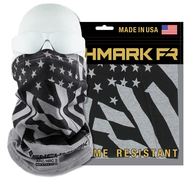 BENCHMARK FR Flame Resistant Face Mask Neck Gaiter - CAT2 (American Flag, Gray) - Image 4