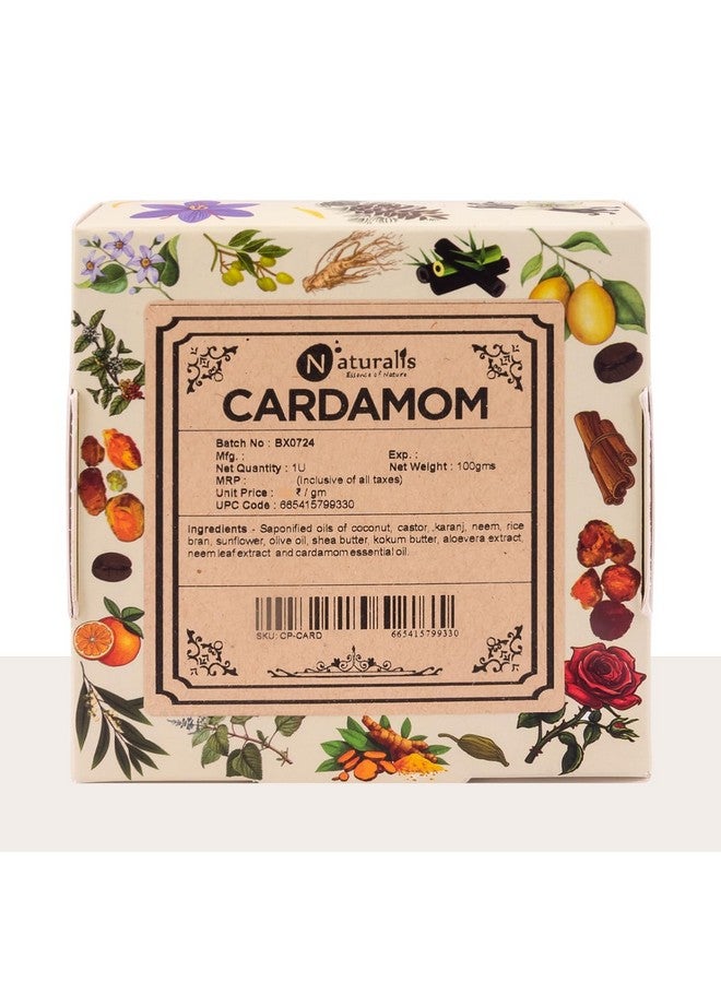 Naturalis صابون زيت الهيل الطبيعي - صابون يدوي الصنع بارد الضغط مع الهيل العضوي، خالي من المواد الكيميائية القاسية - تنظيف عميق، ترطيب، ورائحة منعشة، 100 جرام - Image 1