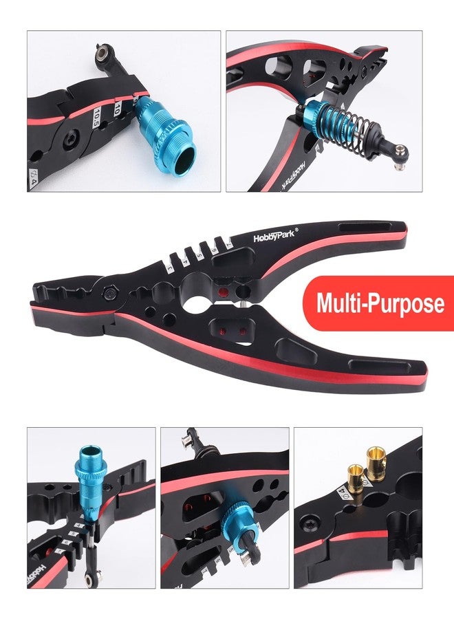 HobbyPark Multi-Function RC Shock Pliers Tool RC Shock Shaft & Tie Rod Clamp, Ball Link Remover for 1/8 1/10 RC Car Truck Crawler Buggy Drift (Black & Red) - Image 4
