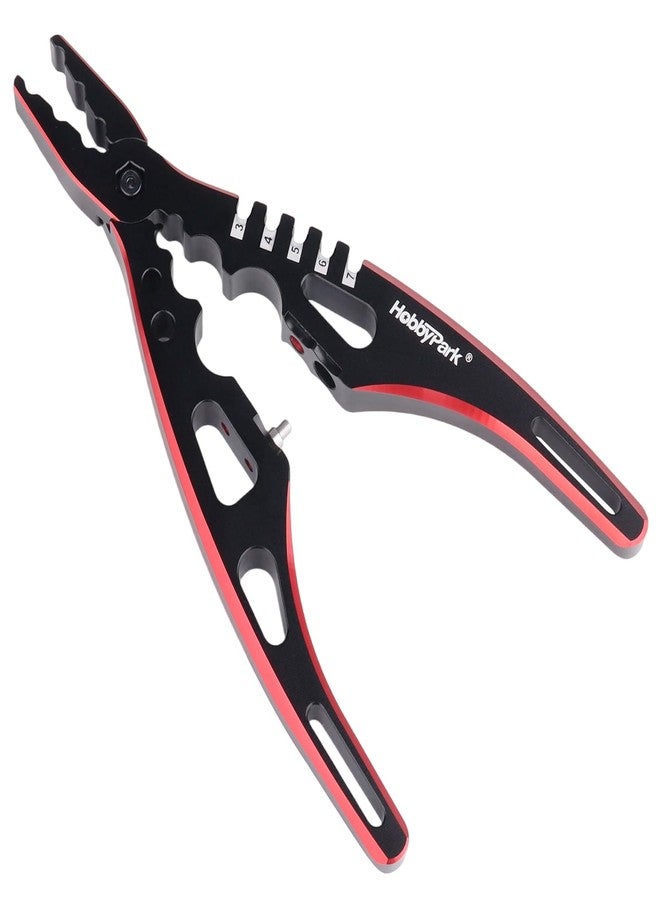 HobbyPark Multi-Function RC Shock Pliers Tool RC Shock Shaft & Tie Rod Clamp, Ball Link Remover for 1/8 1/10 RC Car Truck Crawler Buggy Drift (Black & Red) - Image 1