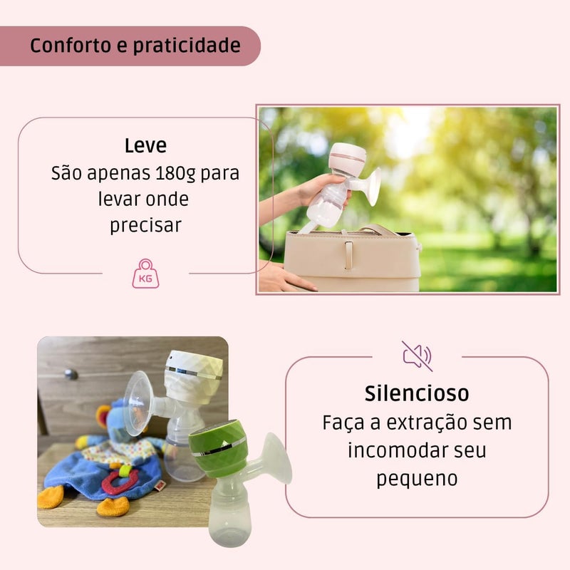الكيان مضخة ثدي كهربائية أوتوماتيكية محمولة خالية من مادة بيسفينول أ مزودة بـ9 أوضاع (وردي) - Image 3