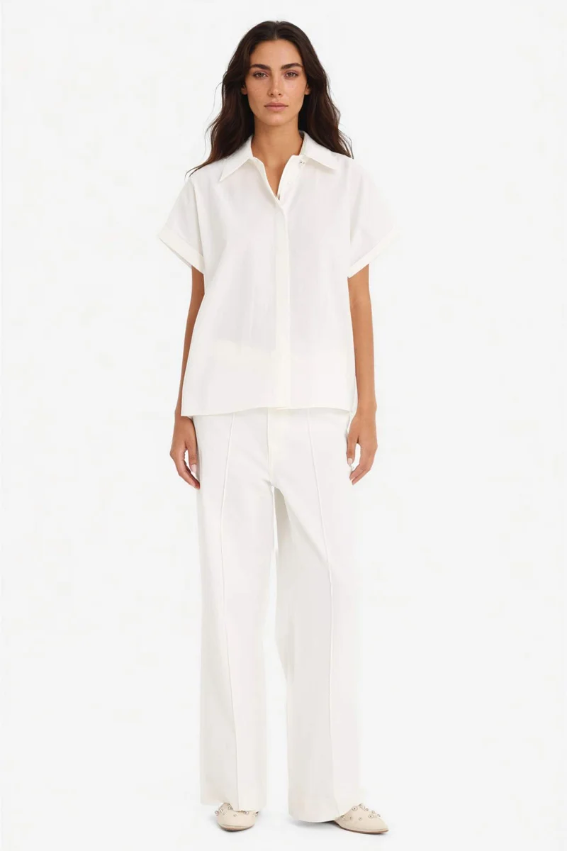 ديفاكتو Wide Leg With Pockets Gabardine Trousers