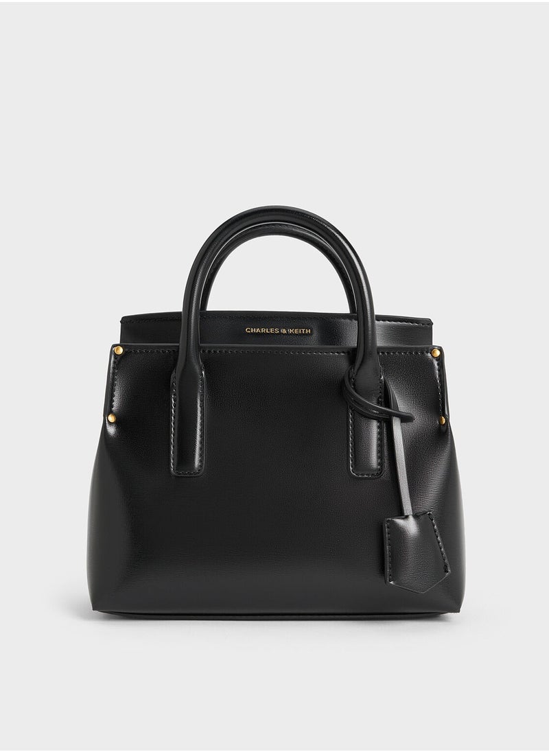 Charles & Keith CHARLES & KEITH Crossbody Bag Rene Structured Top Handle Bag - Black  - Image 1