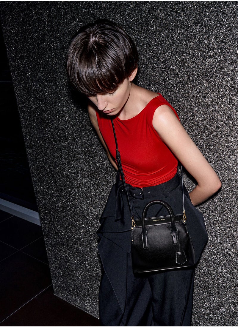 Charles & Keith CHARLES & KEITH Crossbody Bag Rene Structured Top Handle Bag - Black  - Image 2