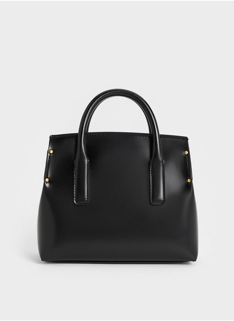 Charles & Keith CHARLES & KEITH Crossbody Bag Rene Structured Top Handle Bag - Black  - Image 5